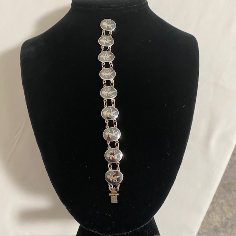EUC Siam Thailand Sterling Silver 925 Dancing Ladies Pictorial Mix Bracelet